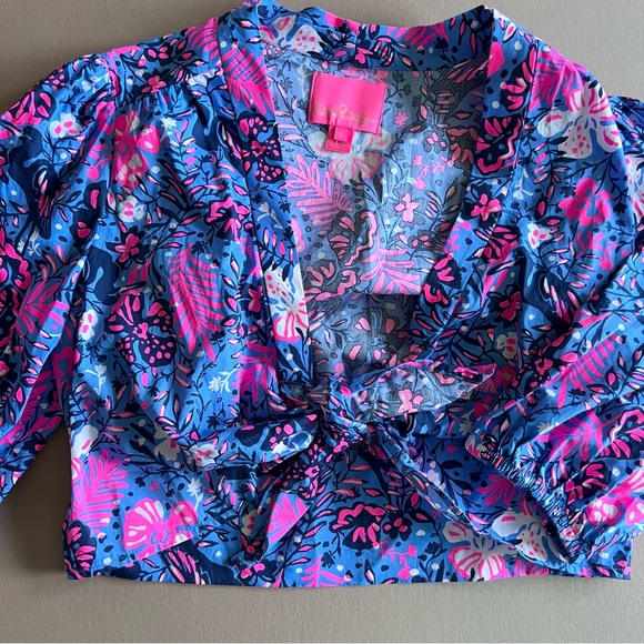 Lilly Pulitzer Blue and Pink Floral Livvie Skirt Set - Picture 9 of 11